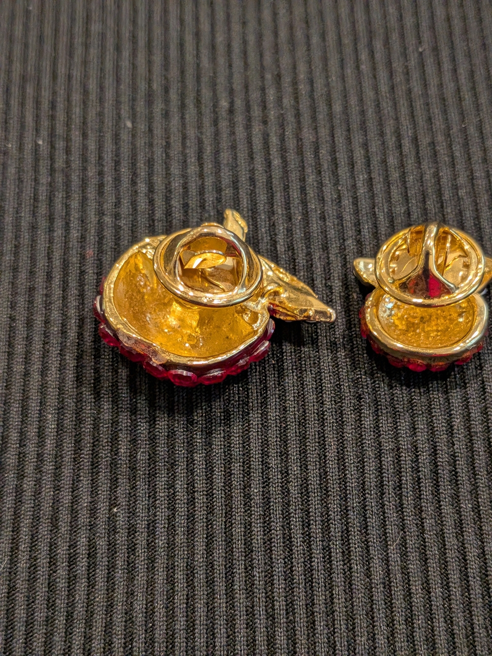 B#4:  Lucite Rhinestone Forbidden Fruit Apple Pin Set Of 2 - Women Jewelry
